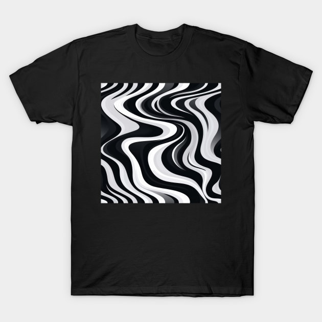 Monochrome Waves: Modern Abstract Ebb and Flow T-Shirt by star trek fanart and more